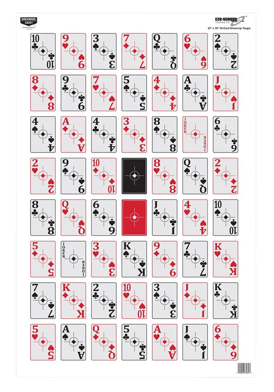 Birchwood Casey 37028 EZE-Scorer  Playing Cards Paper Hanging 23" x 35" Black/Red 100 Per Pkg