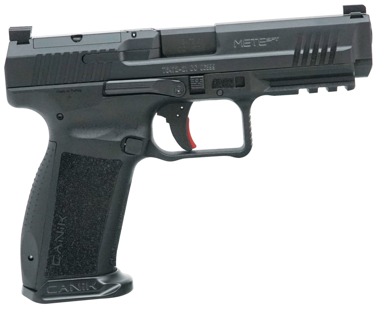 Canik HG6595N Mete SFT Full Size Frame 9mm Luger 20+1/18+1, 4.46" Black Match Grade Barrel, Black Nitride Optic Ready/Serrated Steel Slide, Polymer Frame w/Picatinny Rail, Ambidextrous