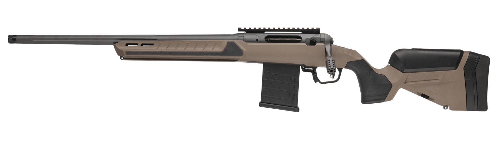 Savage Arms 32691 110 Core Tactical Full Size 300 AAC Blackout 10+1 16.50" Medium Heavy Fluted Barrel, Arca Rail Forend, Coyote Tan AccuStock w/AccuFit V2 Synthetic Stock, Left Hand