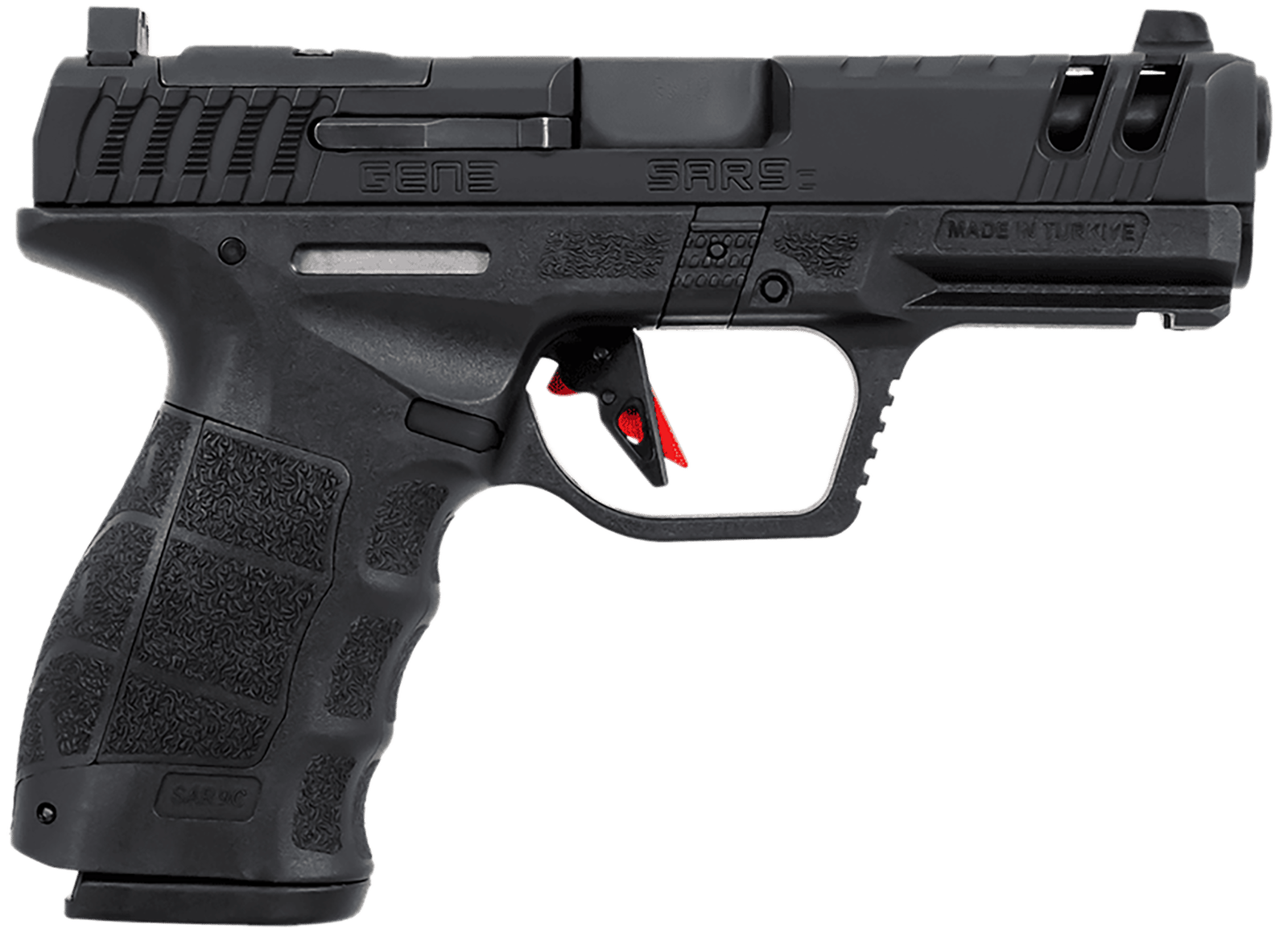 SAR USA SAR9CG3BL SAR9 C Gen3 Compact Frame 9mm Luger 15+1 4" Black Steel Barrel, Black Steel Optic Ready/Ported/Serrated Slide, Black Polymer Frame w/Picatinny Rail, Interchangeable Backstrap Grip