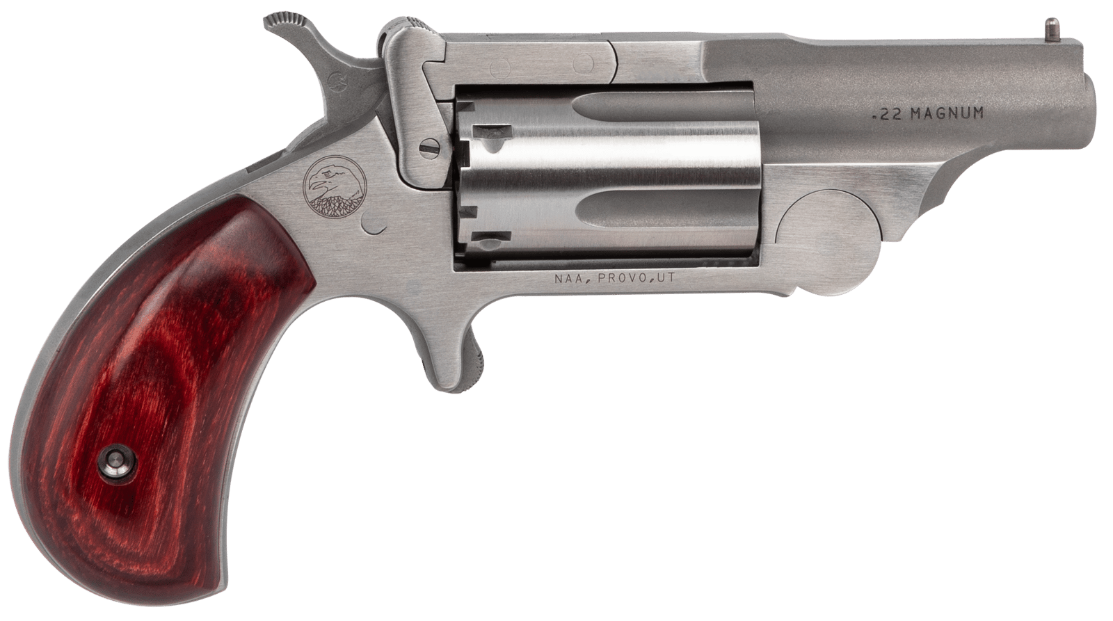 North American Arms 22MCR Ranger II Conversion 22 LR/22 WMR 5 Shot 1.63" Stainless Steel Barrel, Satin Stainless Steel Frame, Stainless Cylinder, Rosewood Birdshead Grip, Exposed Hammer