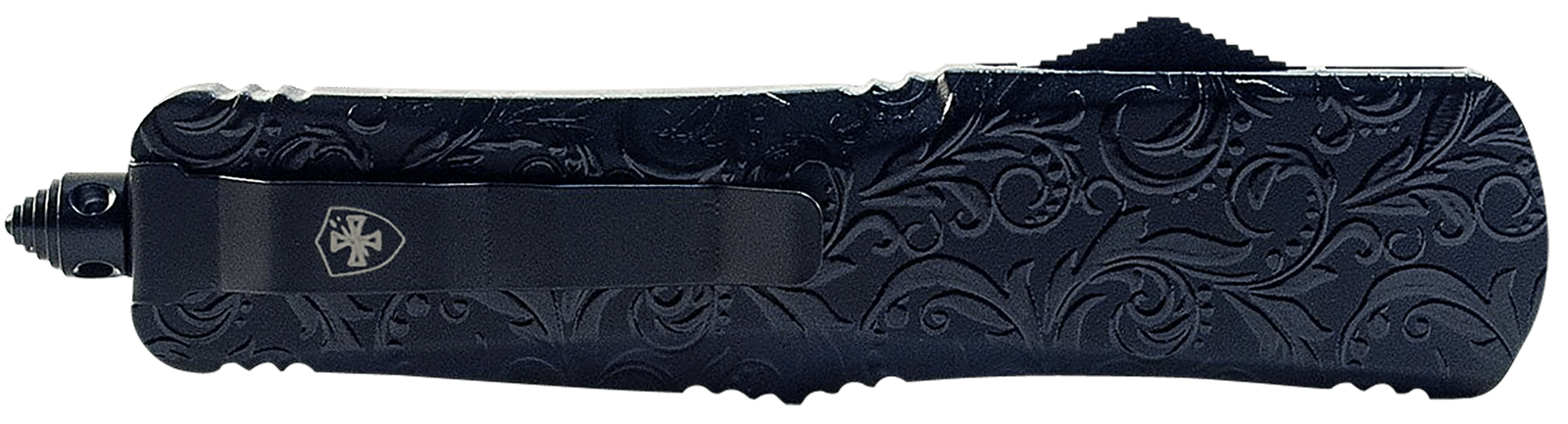 Templar Knife LMDG131 Gen II Maiden Gloss Large 3.50" OTF Dagger Plain Black Oxide Stonewashed 440C SS Blade, 5.25" Black Gloss Aluminum Handle, Glass Breaker