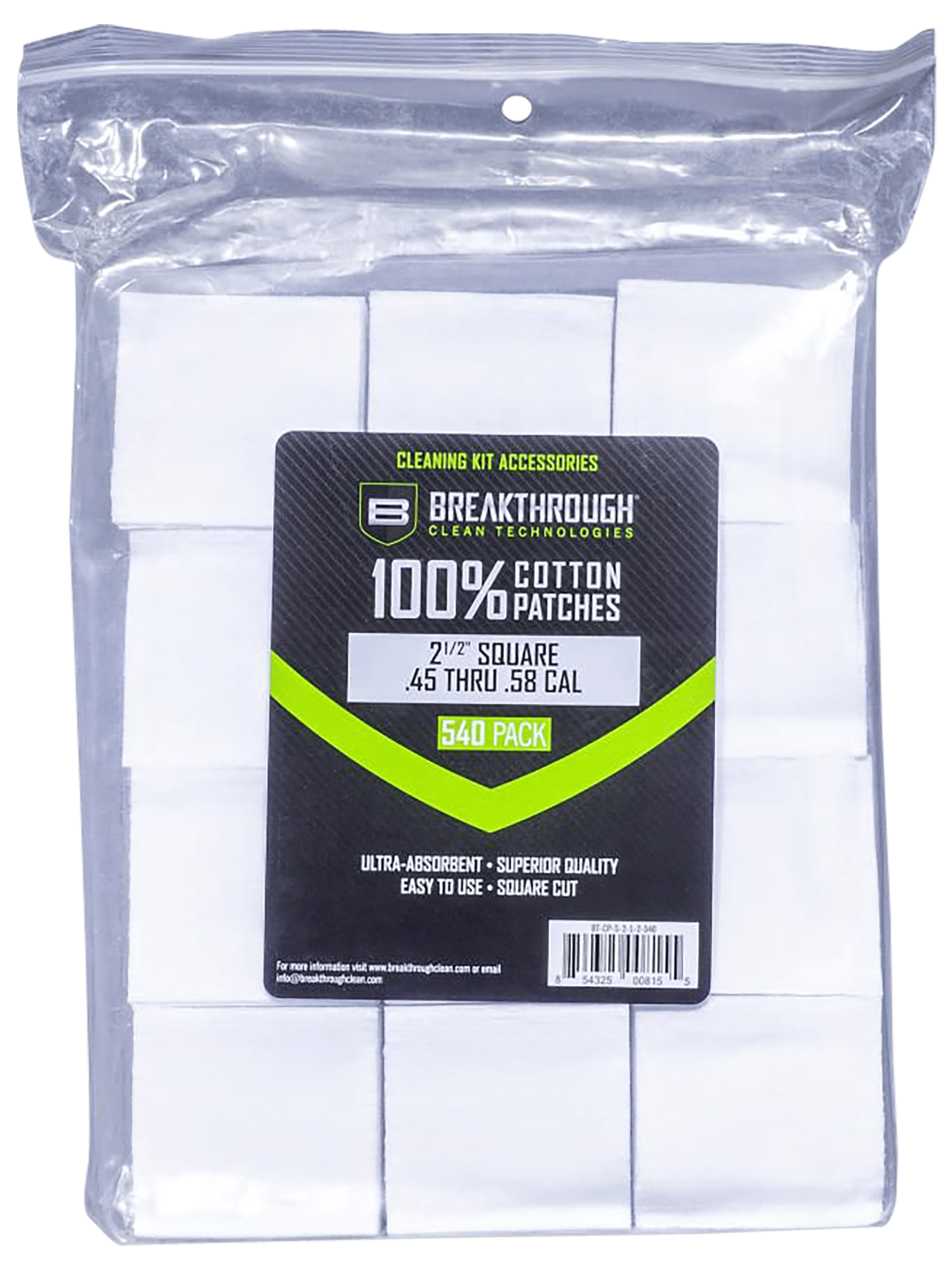 Breakthrough Clean BTCPS212540 Square Patches 45/54 Cal 540 pieces