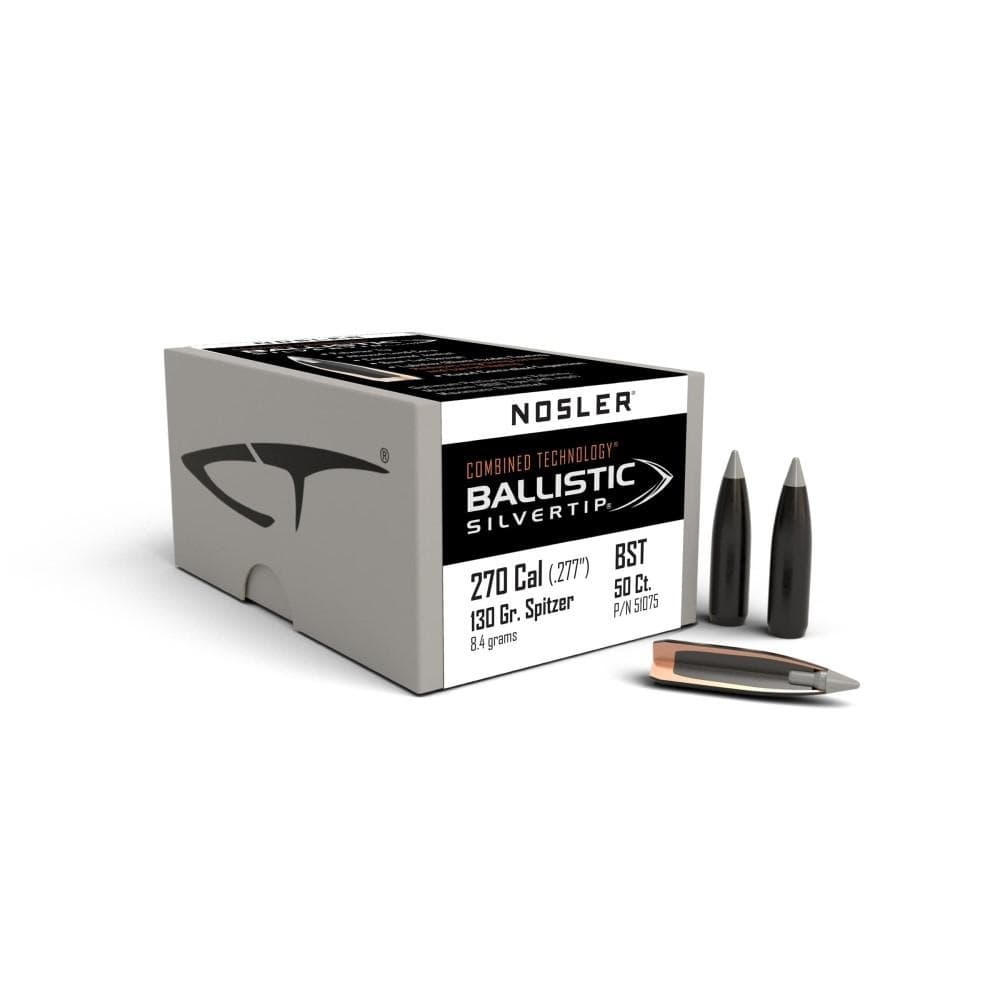 Nosler Ballistic SilverTip Hunting Rifle Bullets .270 cal .277" 130 gr SBT-BSTIP 50/ct