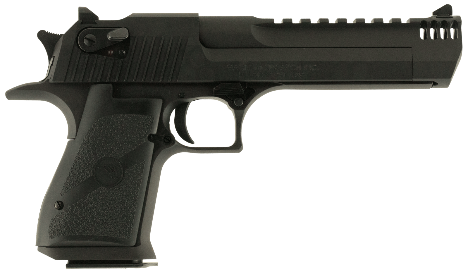 Magnum Research DE44IMB Desert Eagle Mark XIX 44 Rem Mag 6" with Muzzle Brake 8+1 Matte Black Carbon Steel Frame & Slide Black Rubber Grip