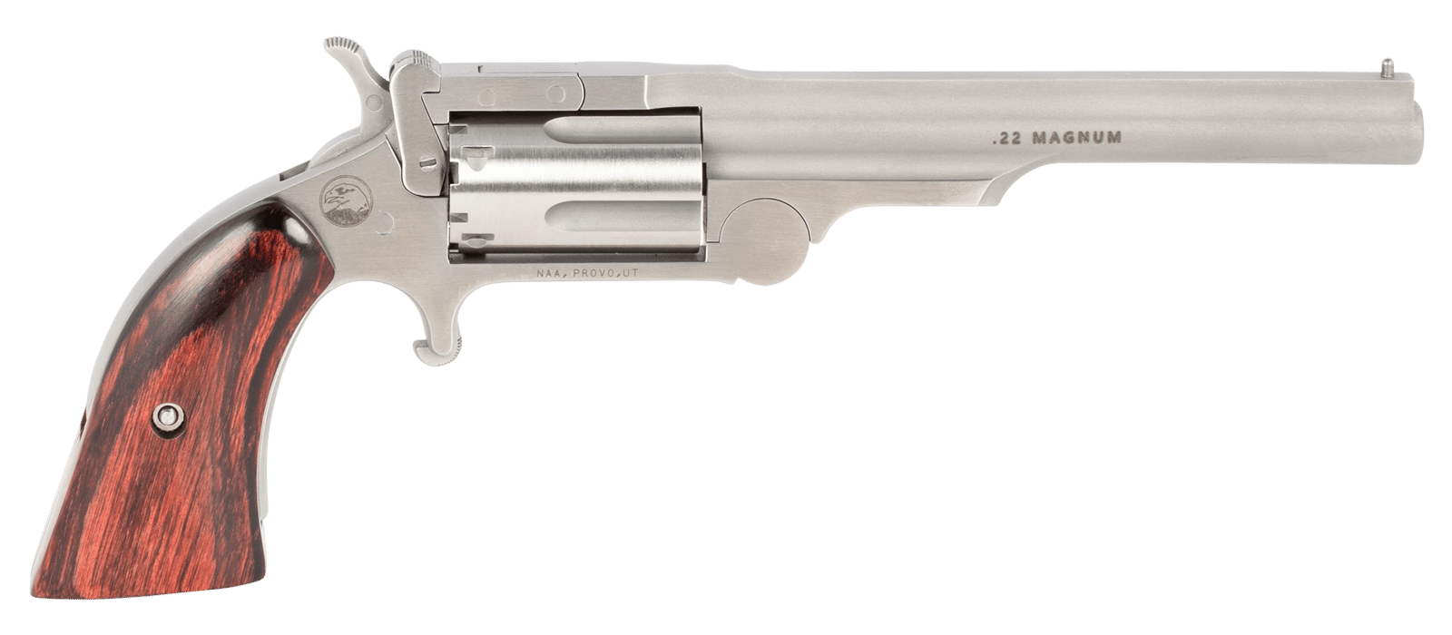 North American Arms 22MR4 Ranger II  22 WMR 5 Shot 4" Stainless Steel Barrel, Stainless Steel Frame, Stainless Cylinder, Rosewood Boot Grip, Exposed Hammer