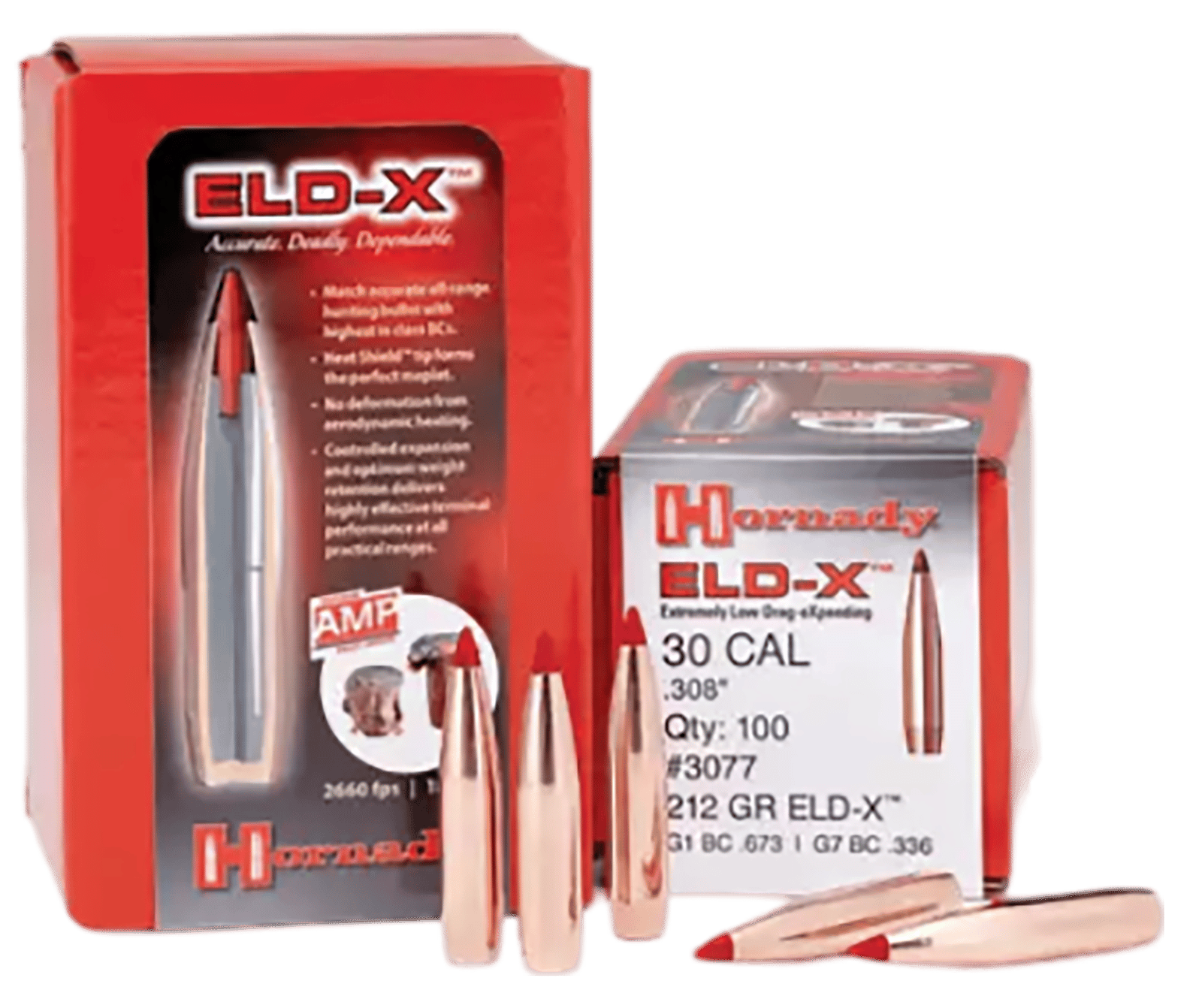 Hornady 3074 ELD-X  30 Cal .308 178 gr Extremely Low Drag eXpanding 100 Per Box/ 15 Case