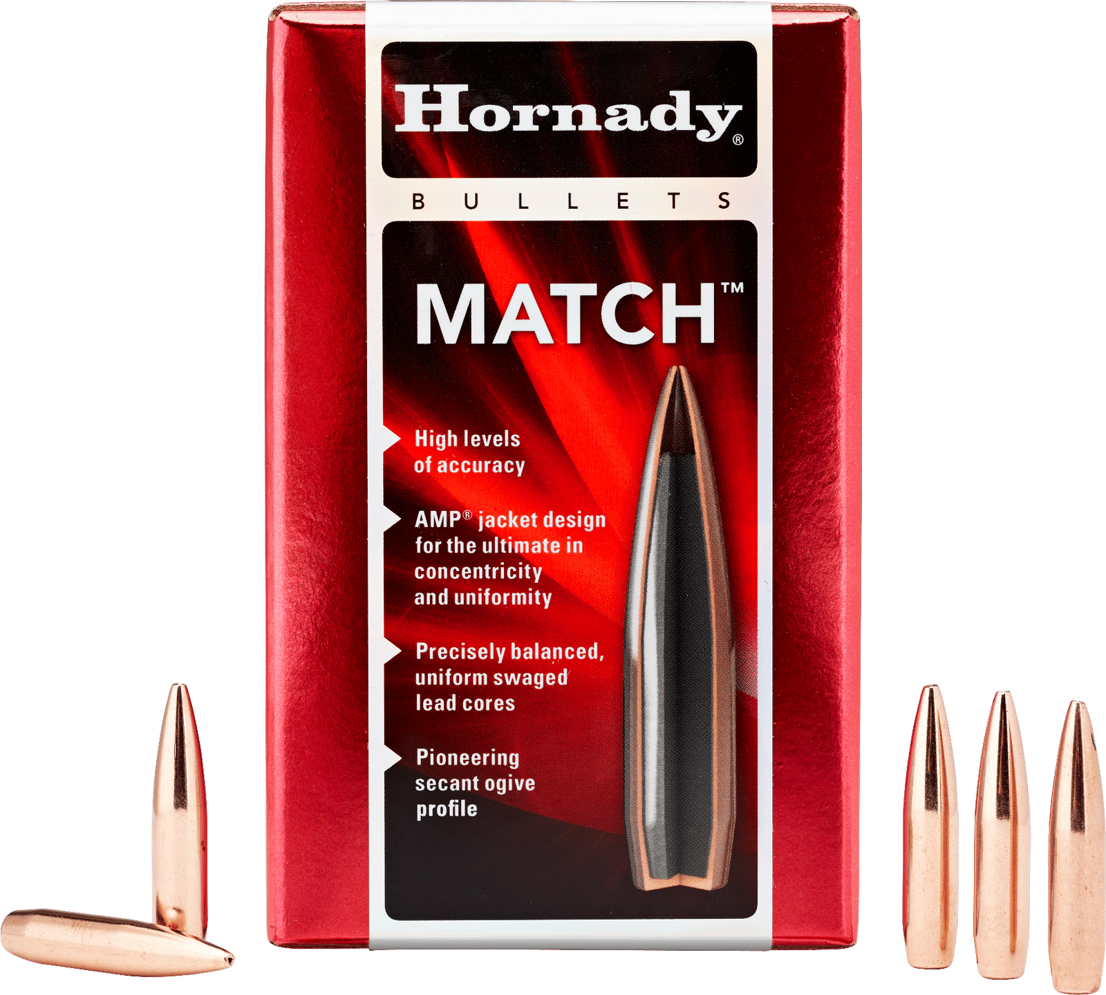 Hornady 30501 Match  30 Cal .308 168 gr Hollow Point Boat Tail Match 100 Per Box/ 15 Case