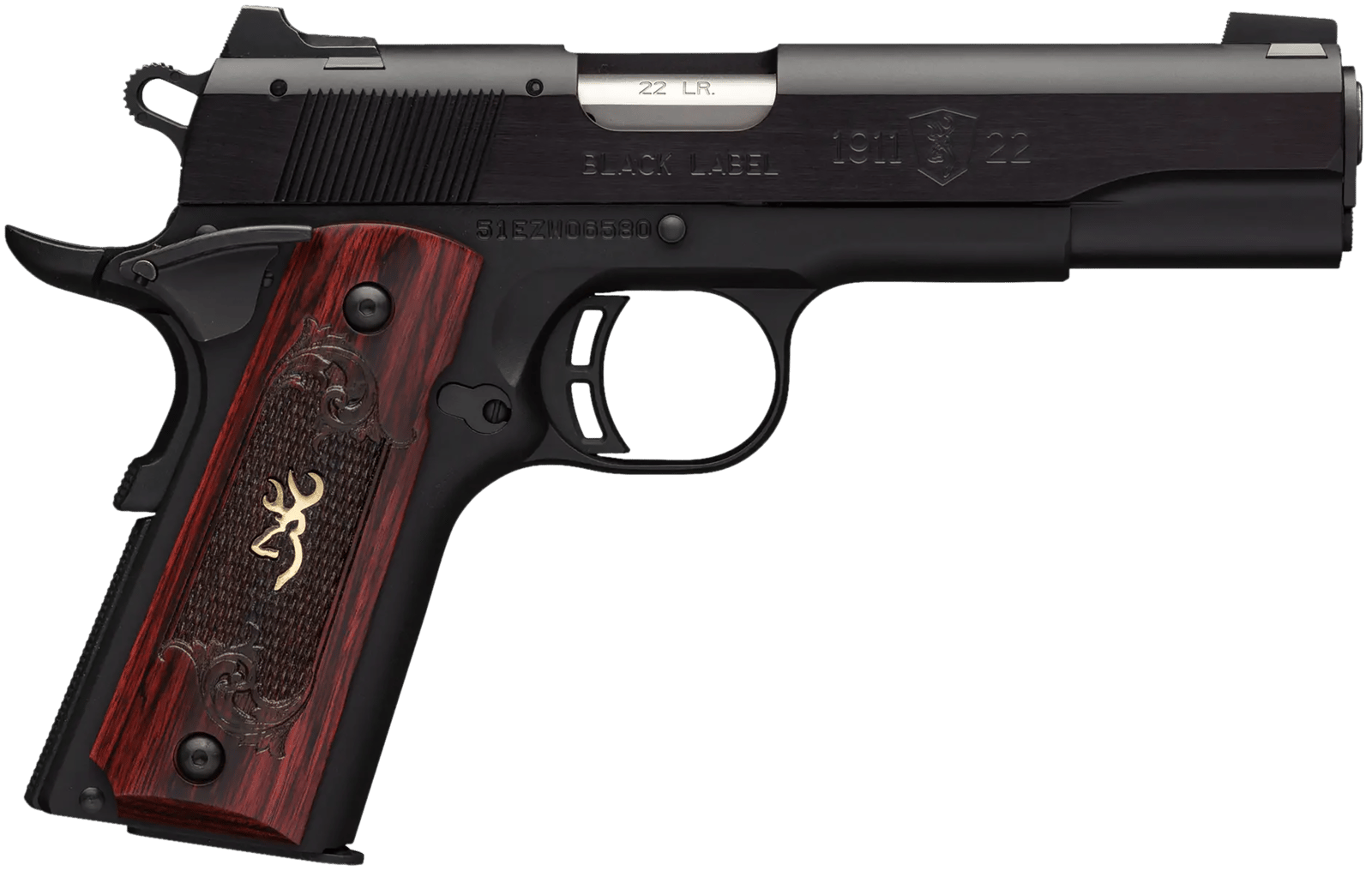 Browning 051851490 1911-22 Black Label Medallion Full Size Frame 22 LR 10+1, 4.25"  Target Crown Barrel, Matte Black Serrated Slide & Aluminum Frame w/Beavertail