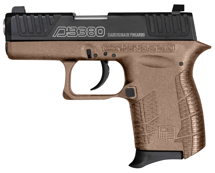 Diamondback DB0100E062 DB380 Gen4 380 ACP 6+1 2.80" Stainless Steel Barrel, Black Oxide Stainless Steel Engraved Serrated Slide, Flat Dark Earth Polymer Frame w/Beavertail, Polymer Grip, Right Hand