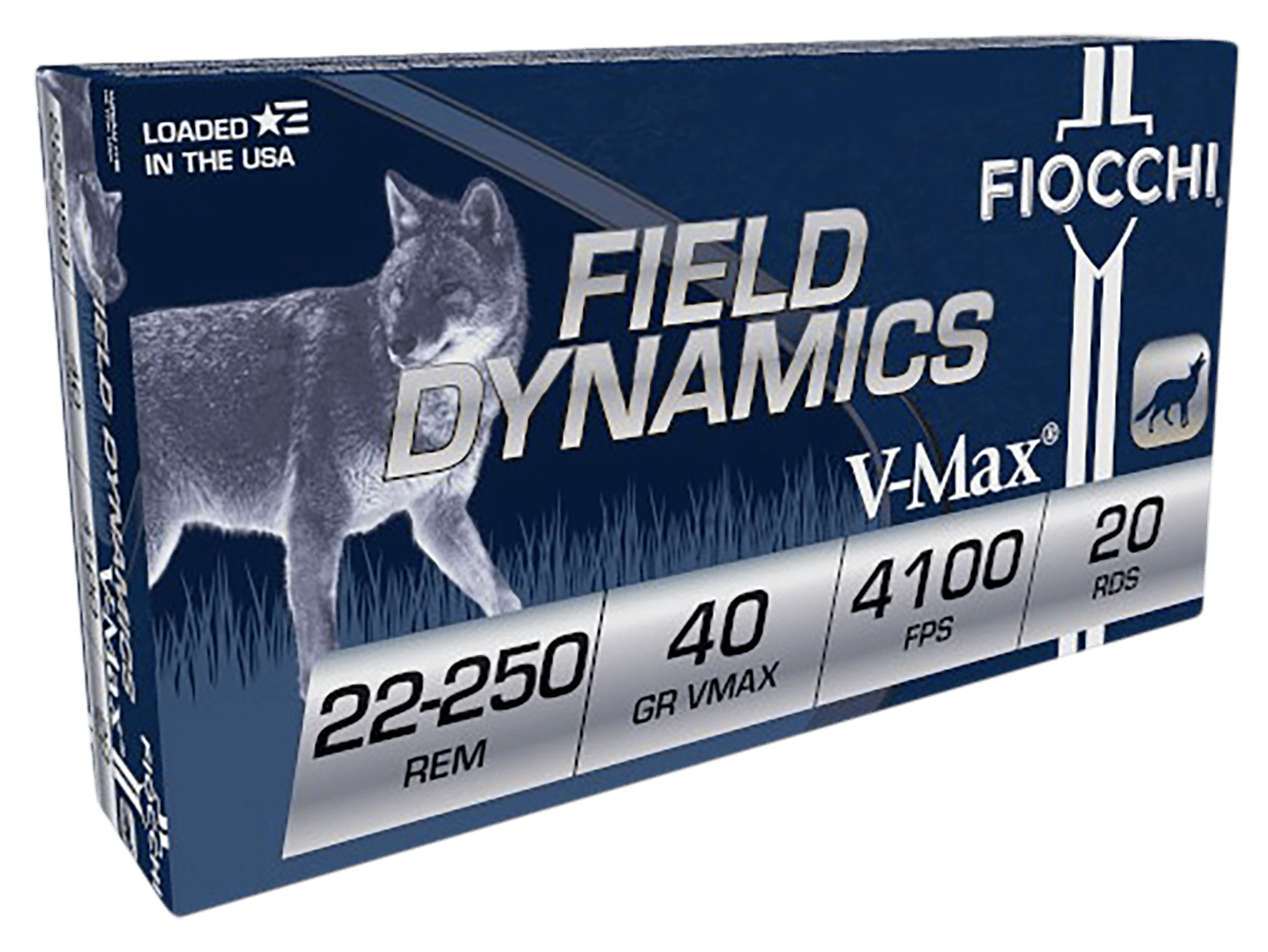 Fiocchi 22250HVB Field Dynamics  22-250Rem 40gr Hornady V Max 20 Per Box/10 Case