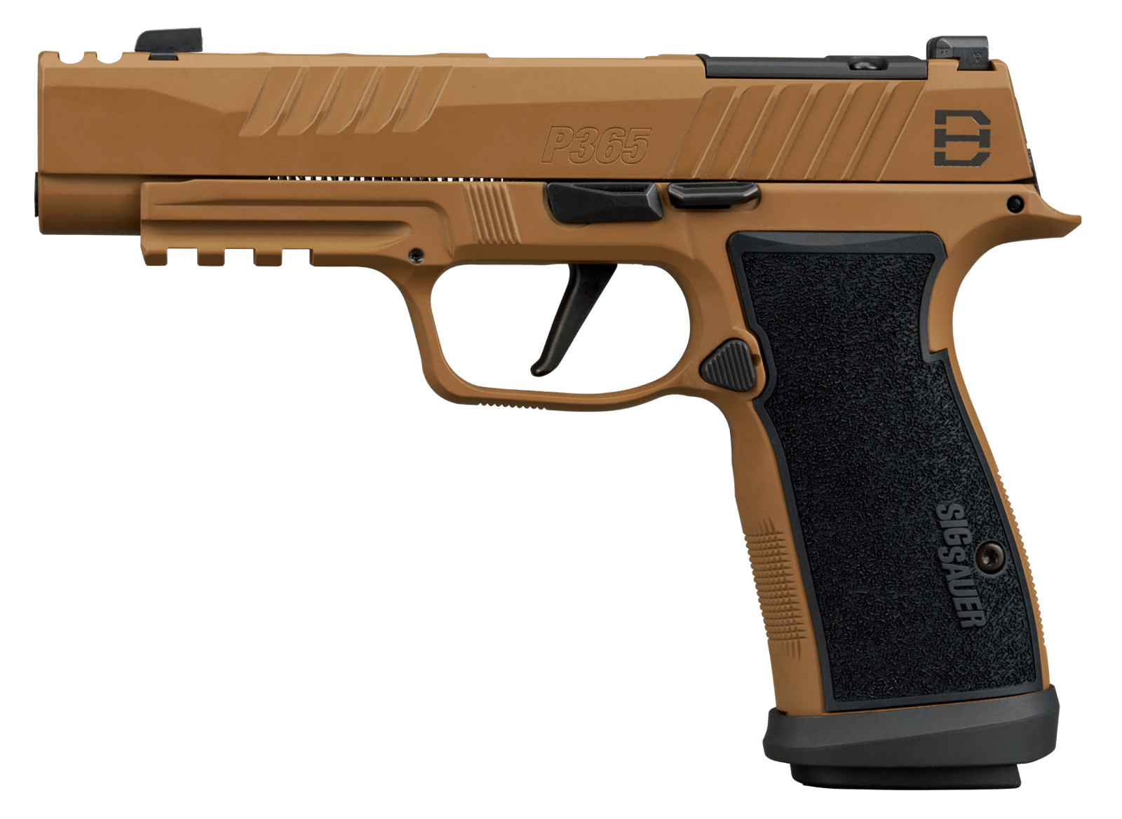 Sig Sauer 365AXGF9DH3 P365 DH3 AXG Compact 9mm Luger 21+1 3.70" Black DLC Barrel, Coyote Cerakote Stainless Steel Lightening Cut/Optic Ready/Serrated Slide, Coyote Cerakote AXG Grip Module, SIG-LOC Co