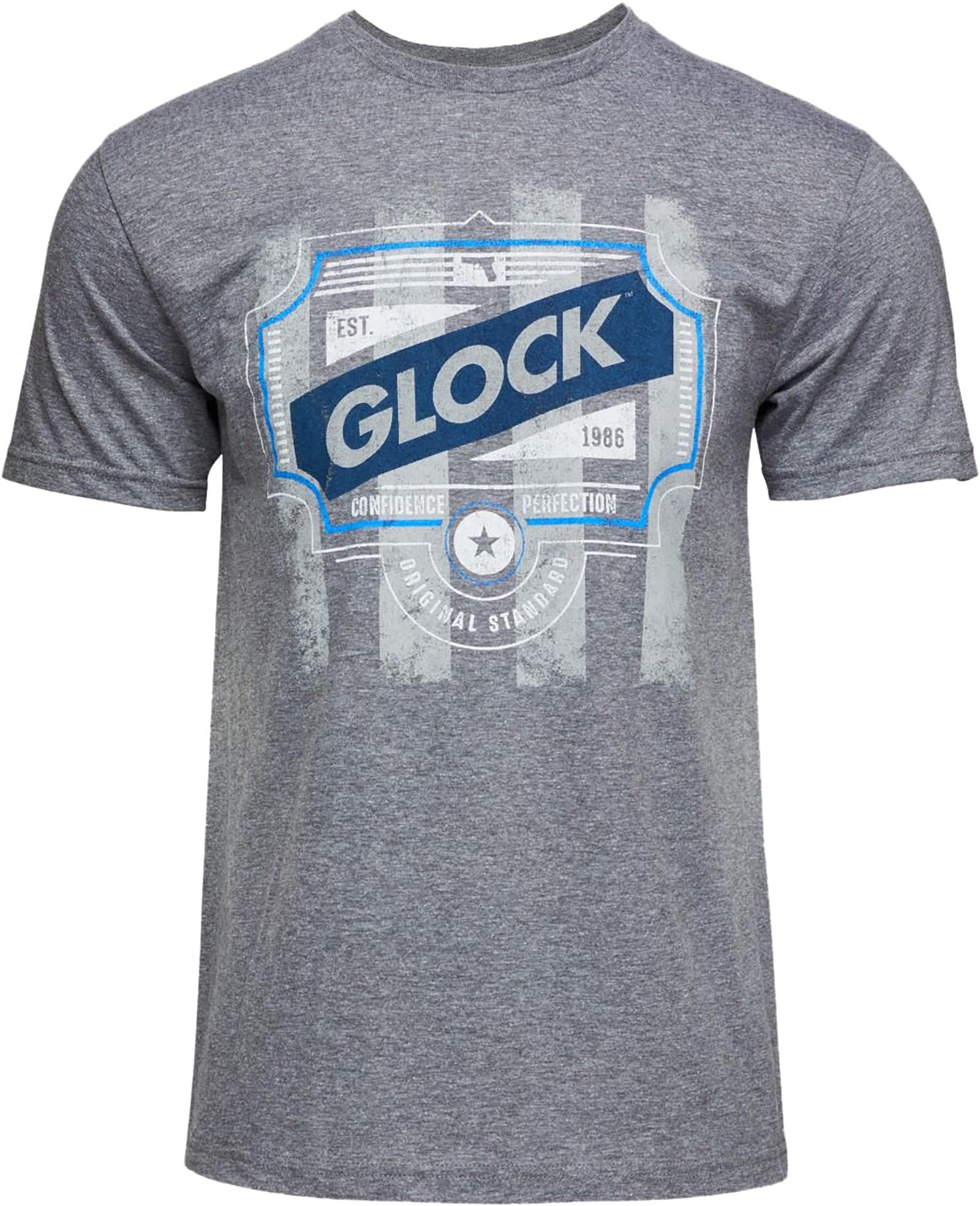 Glock AP96205 Blue Line Tee  Gray Ringspun Cotton/Polyester Short Sleeve Small