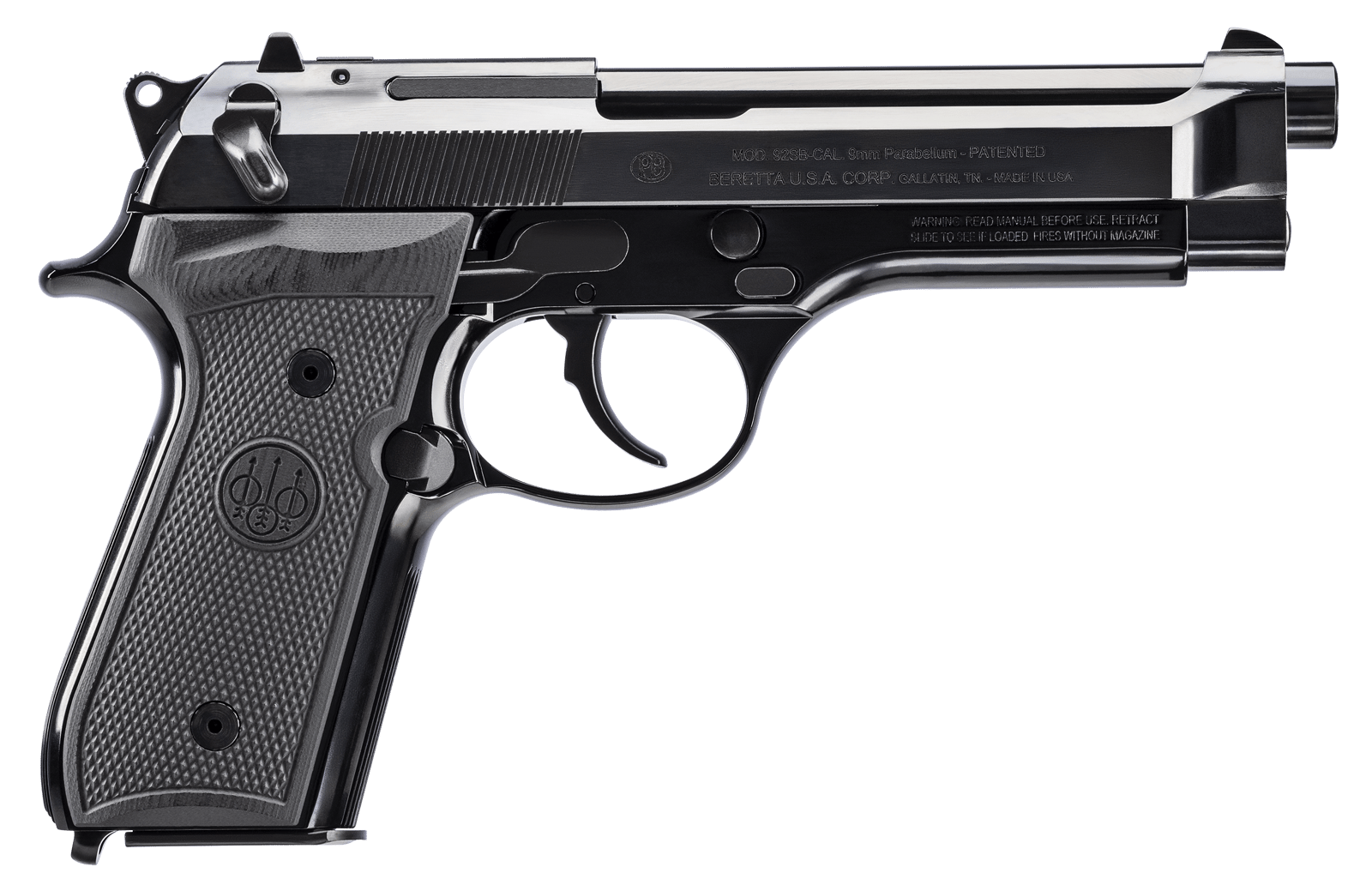 Beretta USA J92SB15 92SB Repro 50th Anniversary 9mm Luger 15+1 4.90" Blued Barrel, Polished Blued Engraved/Serrated Slide, Polished Anodized Aluminum Frame w/Beavertail, Black G10 Grip