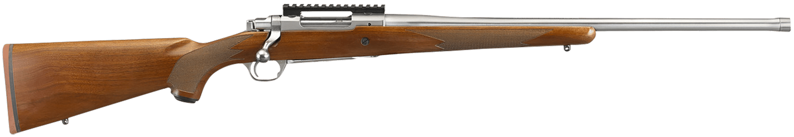 Ruger 57104 Hawkeye Hunter Full Size 6.5 Creedmoor 4+1 22" Satin Stainless Steel Threaded Barrel, Picatinny Rail Steel Receiver, Fixed American Walnut w/Pistol Grip Stock