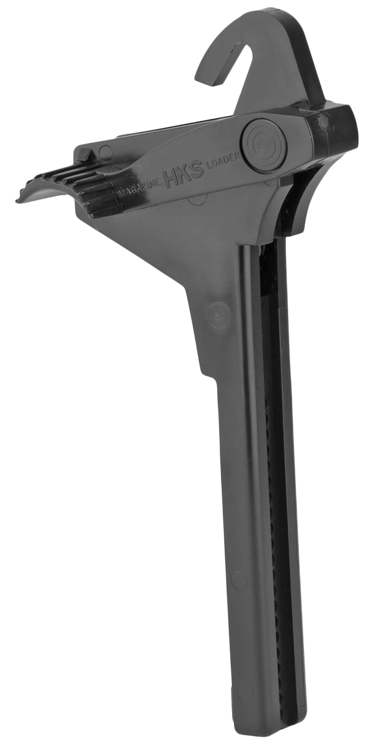 HKS 451 Single Stack Mag Loader Adjustable Style made of Plastic with Black Finish for Multi-Caliber Pistols