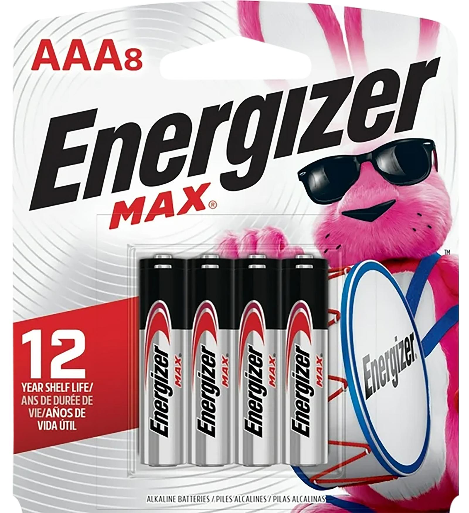 Energizer E92MP8 AAA Max Black/Silver 1.5V Alkaline Qty (8) Single Pack