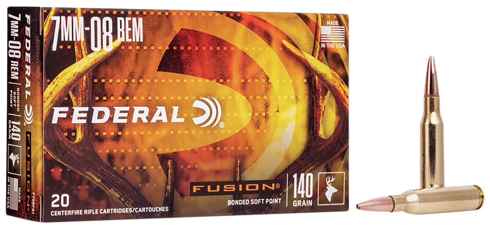 Federal F708FS1 Fusion  7mm-08Rem 140gr Bonded Soft Point 20 Per Box/10 Case