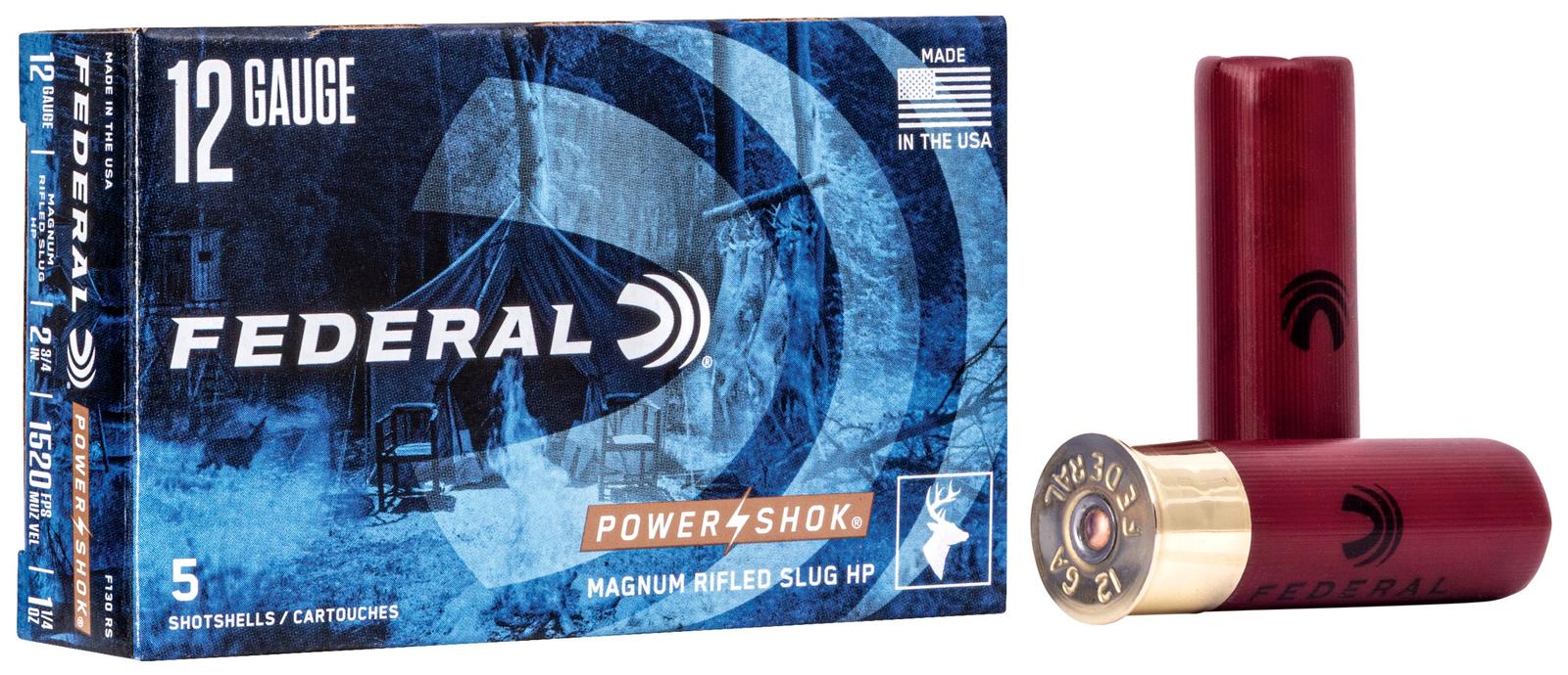 Federal F130RS Power-Shok  12Gauge 2.75" 1 1/4oz Rifled SlugShot 5 Per Box/50 Case