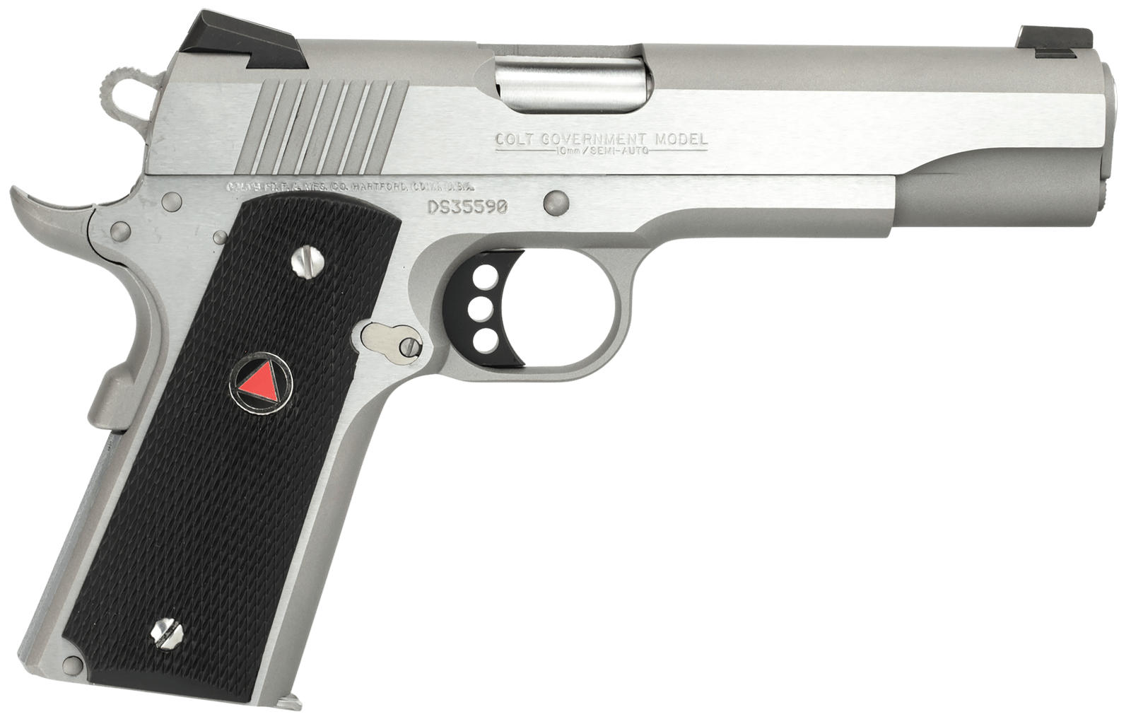 Colt Mfg O2020XE Delta Elite Government 10mm Auto 8+1 5" Steel Barrel, Stainless Steel Serrated Slide & Frame w/Beavertail, Black Polymer w/Delta Medallions Grips, Ambidextrous