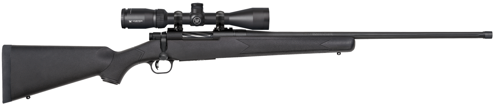 Mossberg 28247 Patriot w/Optic 350 Legend 4+1 22" Matte Blued Fluted Threaded Barrel, Matte Blued Drilled & Tapped Receiver, Fixed Black Synthetic Stock, Vortex Crossfire II 3-9x40mm