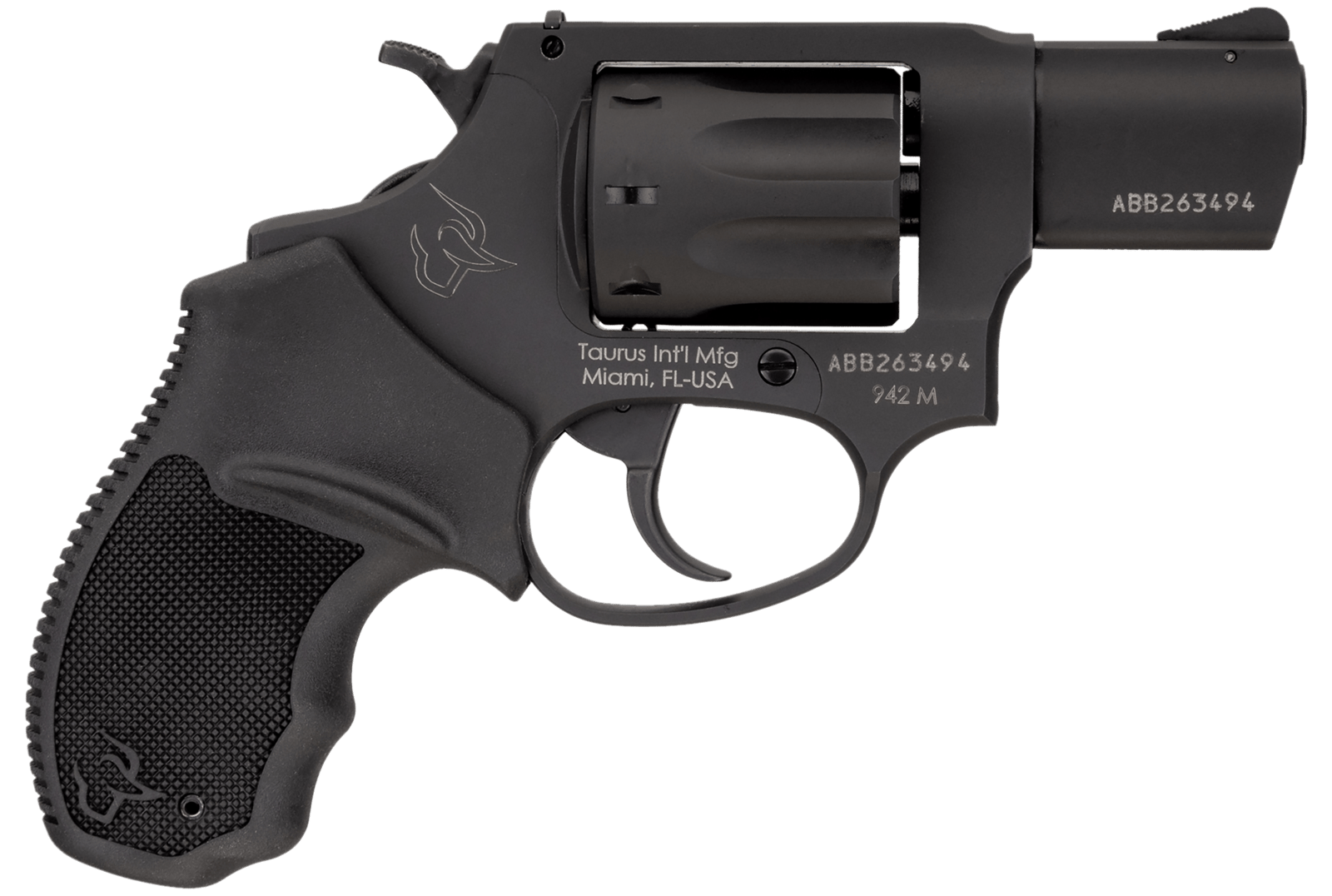 Taurus 2942M021 942  22 WMR 8rd 2" Barrel, Overall Matte Black Finish Steel & Finger Grooved Black Polymer Grip