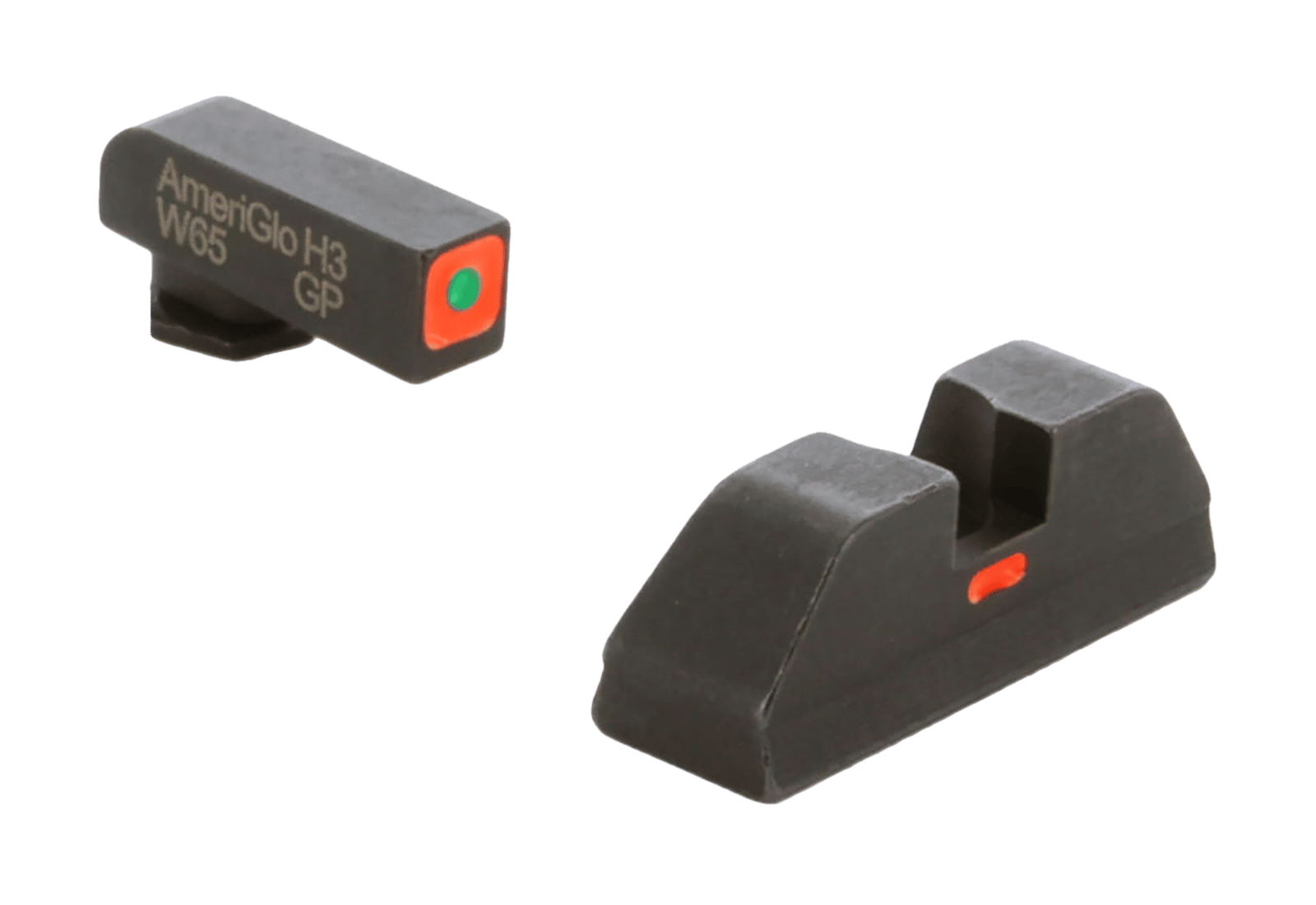 AmeriGlo GL616 CAP Sight Set for Glock Green Tritium Orange Outline Front Sight Orange-Bar Rear Sight