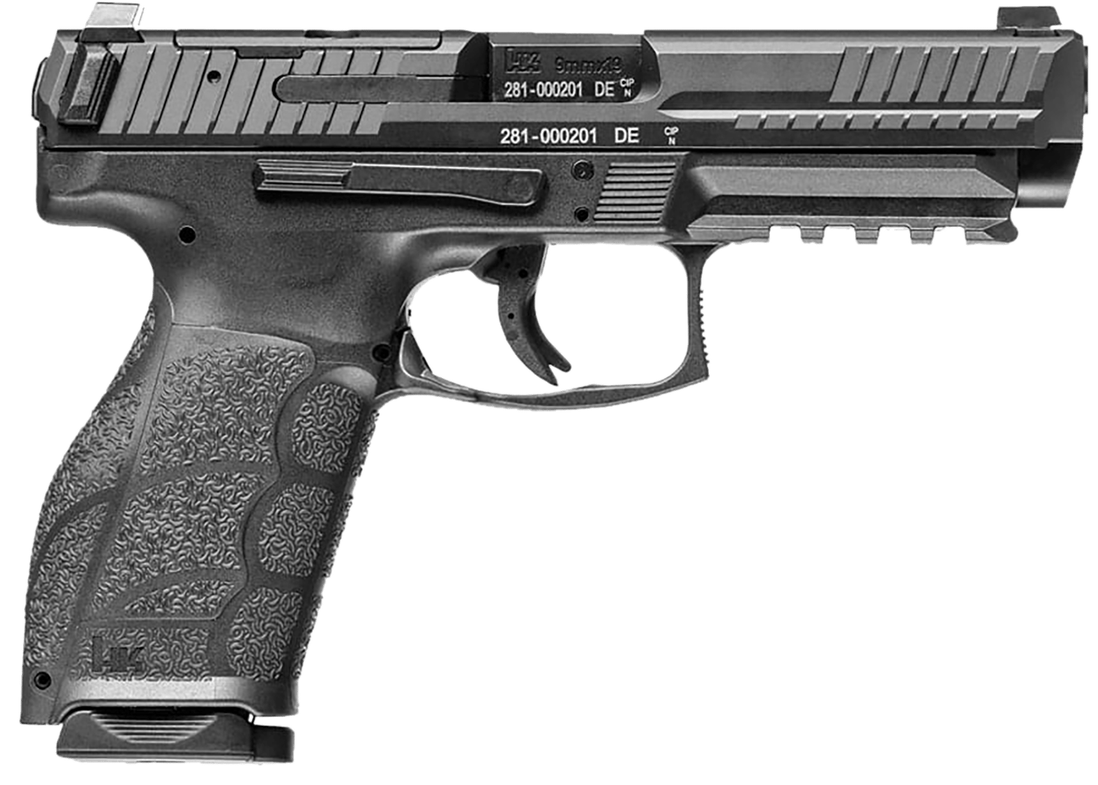 HK 81001065 VP9A1  Full Size 9mm Luger 15+1 4.53" Barrel, Black Steel Optic Ready/Serrated Slide, Black Polymer Frame w/Picatinny Rail, Interchangeable Backstrap Grip, Ambidextrous