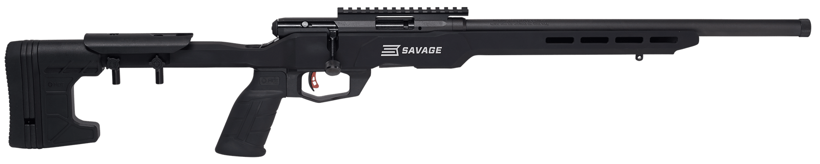 Savage Arms 70548 B Series Precision Full Size 22 WMR 10+1 18" Matte Black Threaded Barrel, Matte Black Picatinny Rail Carbon Steel Receiver, Matte Black MDT ACC Chassis Aluminum Stock, Black Polymer