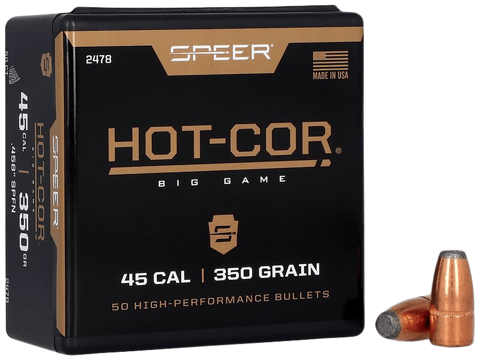 Speer 2478 Hot-Cor  45Cal 350gr Soft Point Flat Nose 50 Per Box/5 Case