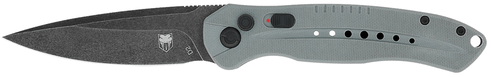 CobraTec Knives GRYDIABLOAUTO Diablo  3.50" Folding Black Stonewashed D2 Steel Blade, 4.75" Gray Textured G10 Scales Handle