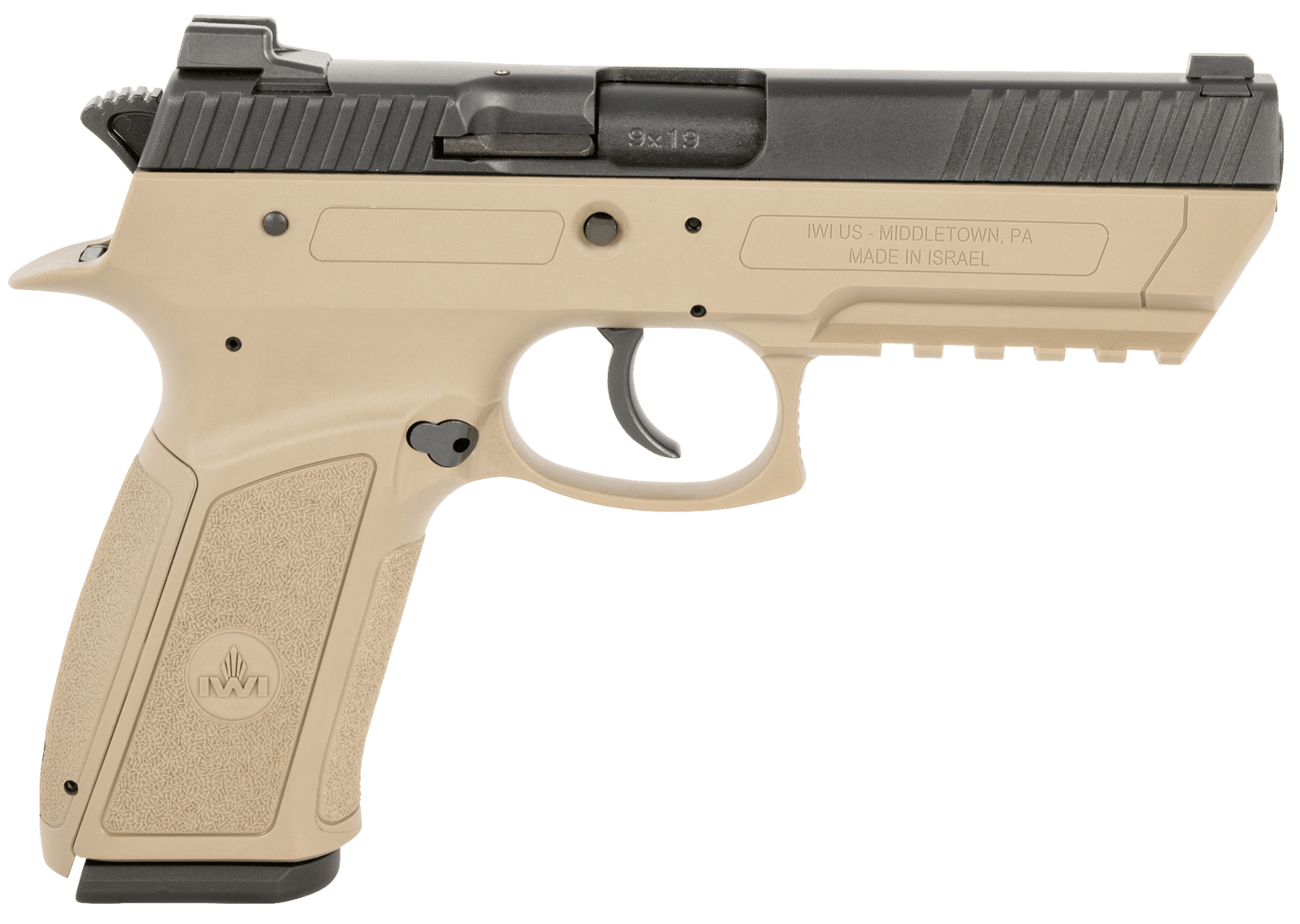 IWI US J941PL9FD-II Jericho 941 Enhanced 9mm Luger Caliber with 4.40" Barrel, 17+1 Capacity, Flat Dark Earth Finish Picatinny Rail Frame, Serrated Black Steel Slide & Polymer Grip