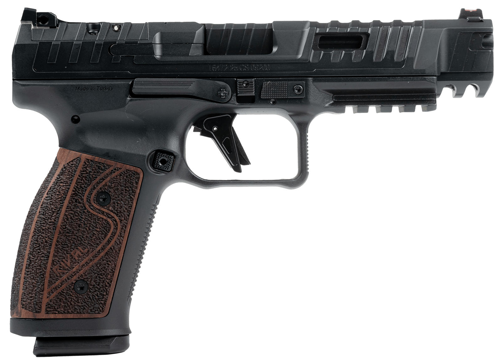Canik HG7010R-N SFx Rival-S Full Size Frame 9mm Luger 18+1 5" Black Steel Barrel, Black Steel Optic Ready/Ported/Serrated Slide, Black Steel Frame w/Picatinny Rail, Rosewood Grip
