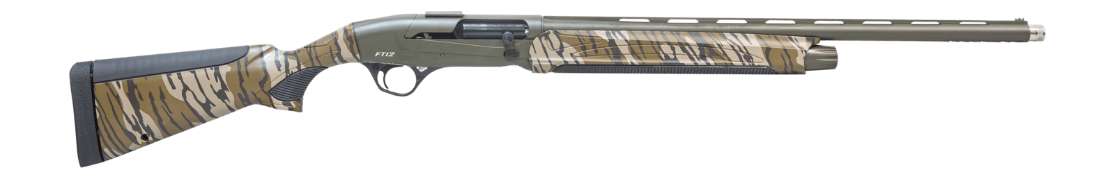 Pointer REXPFT12TCAMO Field Tek FT12 12 Gauge Semi-Auto 3" 5+1 24" OD Green Cerakote Vent Rib Barrel, OD Green Cerakote Aluminum Drilled & Tapped Receiver, Fixed Mossy Oak Bottomland Synthetic Stock,