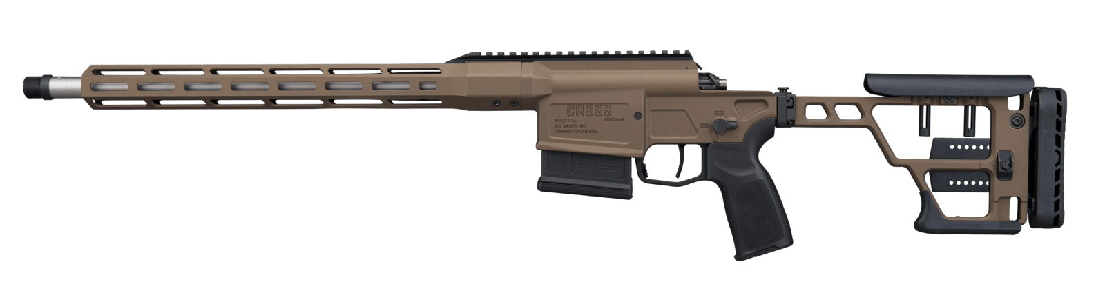 Sig Sauer CROSS30816BBRZ Cross  308 Win 5+1 Brushed Precision Stainless Steel Taper-Lok Barrel, Bronze Cerakote Aluminum Receiver w/Picatinny Rail, M-LOK Handguard, Precision Adj Folding Stock, Black