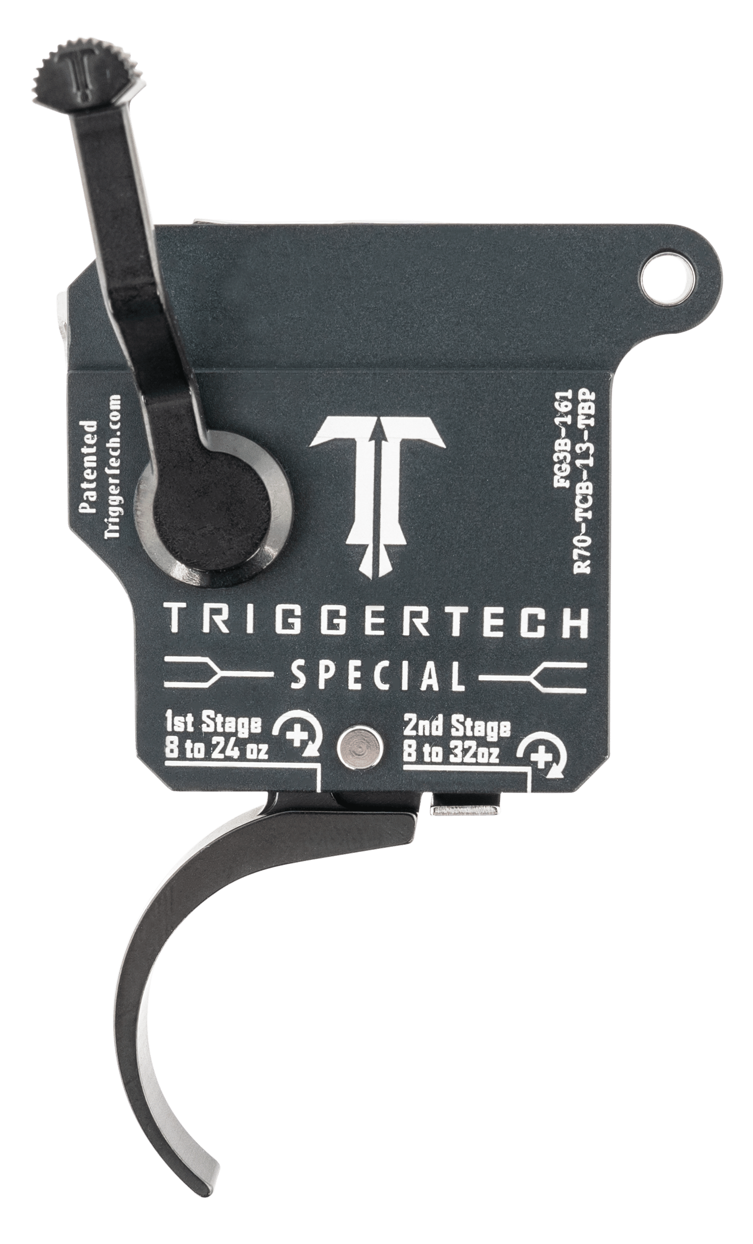 TriggerTech R70TCB13TBP Special  Two-Stage Pro Curved Trigger with 1-3.50 lbs Draw Weight & Matte Gray w/Black Parts Finish for Remington 700 Right