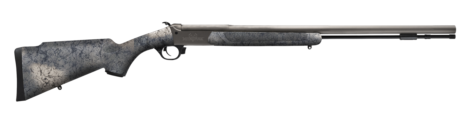 Traditions CR846604437 NitroBolt  50 Cal Firestick 24" Tungsten Cerakote Fluted Threaded Barrel, Tungsten Cerakote Drilled & Tapped Steel Receiver, Adj Cheek Piece & LOP Desert Web Synthetic Stock