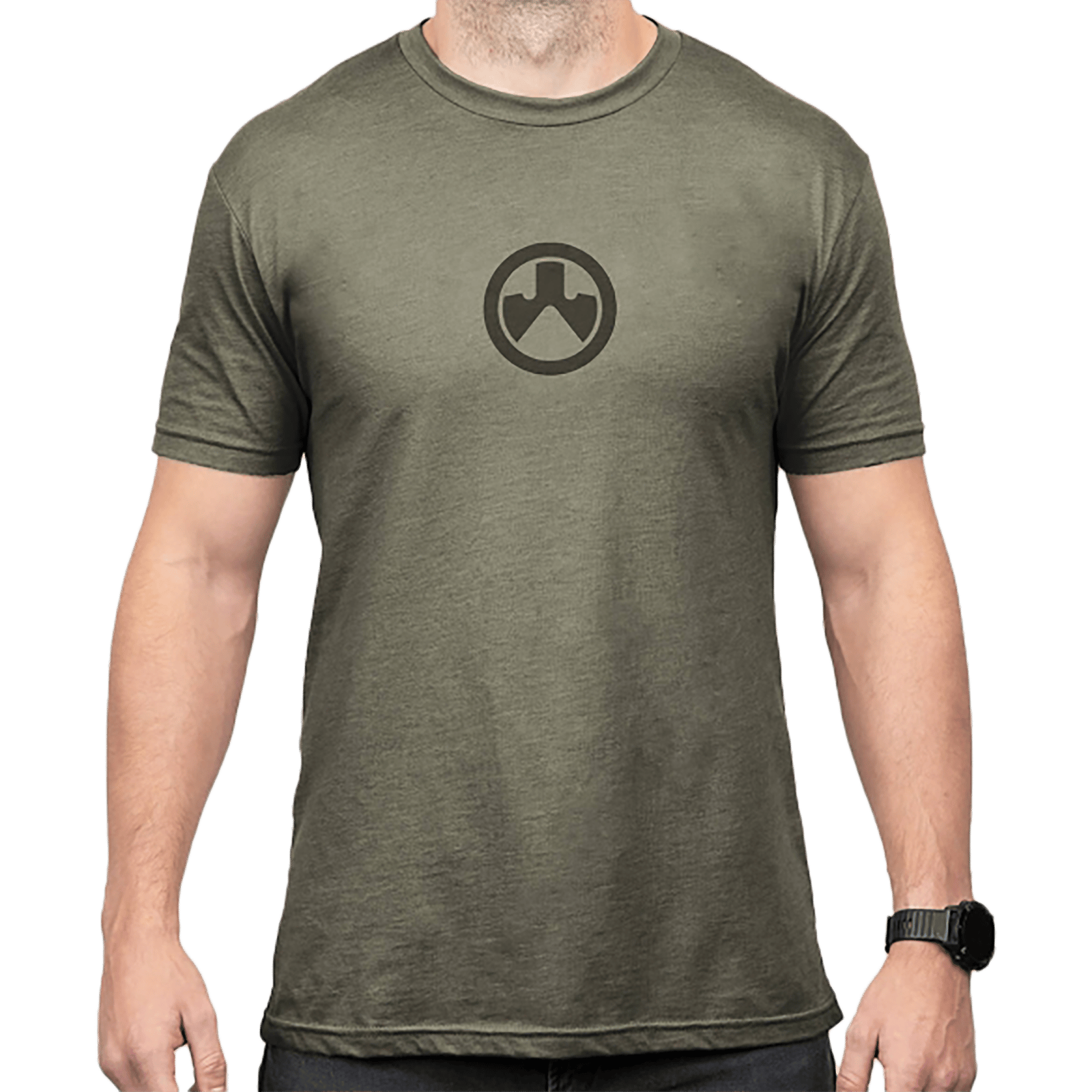 Magpul MAG1115-317-M Icon Logo  Olive Drab Heather Cotton/Polyester Short Sleeve Medium