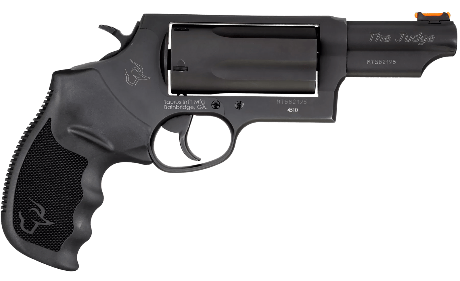 Taurus 2-441031MAG Judge Magnum Compact 45 Colt (Long Colt)/410 Gauge 5 Shot 3" Matte Black Oxide Steel Barrel, Cylinder & Frame, Black Ribber Grip, Transfer Bar Safety, Exposed Hammer