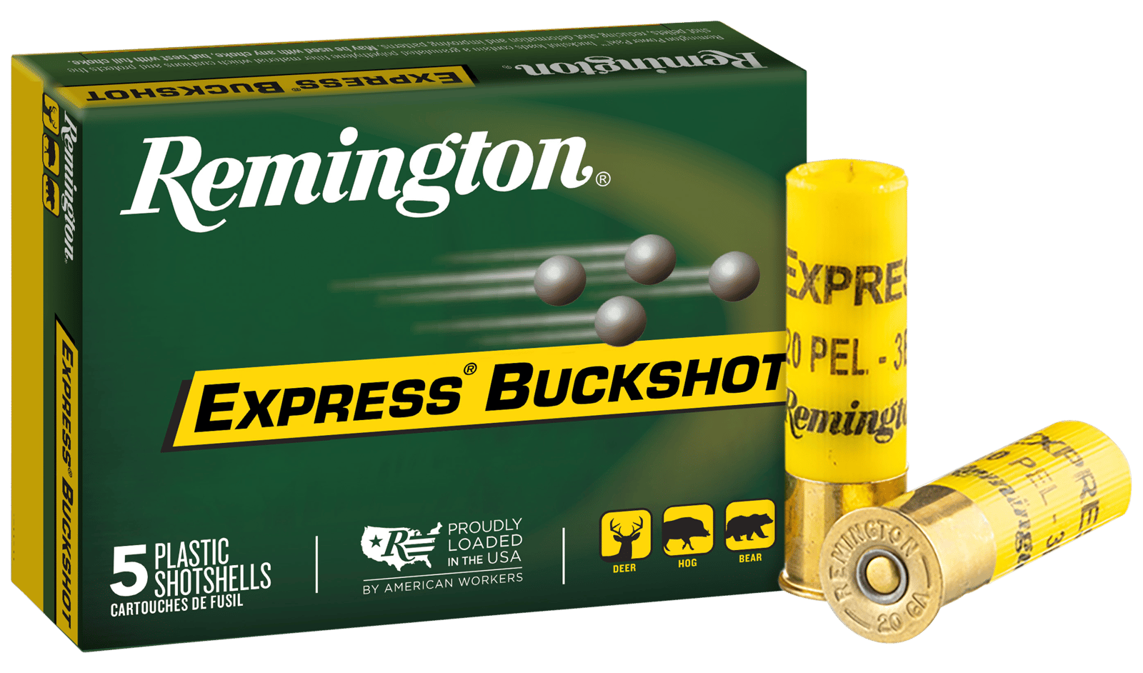 Remington Ammunition 20630 Express Buckshot 20Gauge 2.75" 3Buck Shot 5 Per Box/50 Case