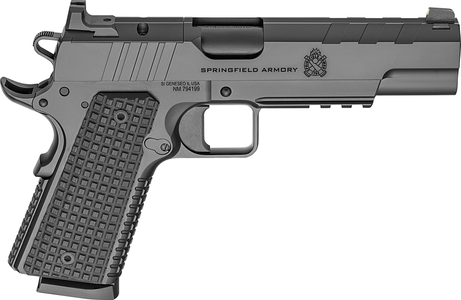 Springfield Armory PX9230LAOS 1911 Emissary 45 ACP 8+1 5" Stainless Steel Barrel Optic Ready Black Carbon Steel Slide VZ Grips Thin-Line G10 Grip
