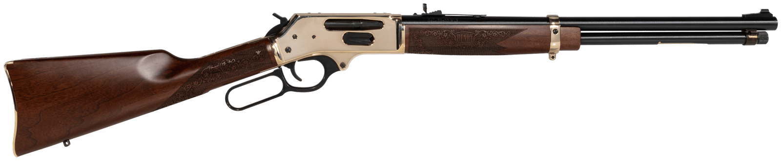 Henry H0243855 Side Gate  Full Size 38-55 Win 5+1 20" Blued Steel Barrel, Polished Brass Receiver, American Walnut Stock Right Hand