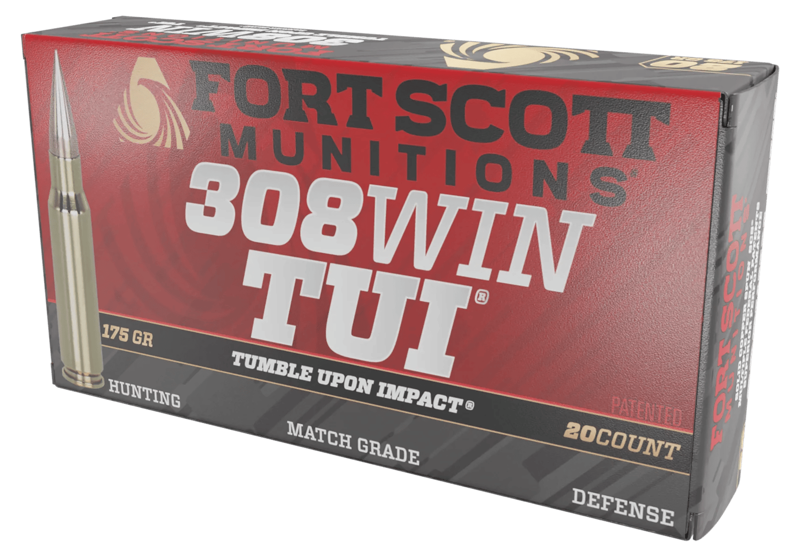 Fort Scott Munitions 308175SCV2 Tumble Upon Impact (TUI) Rifle 308Win 175gr Solid Copper Spun 20 Per Box/10 Case