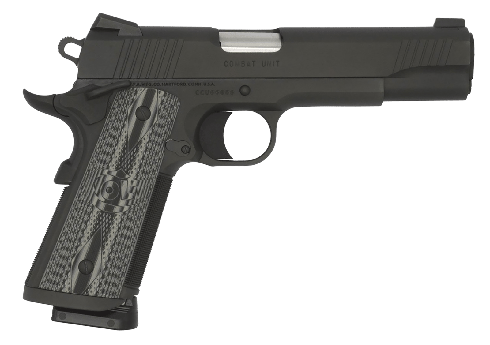 Colt Mfg O1082CCU CCU Government 9mm Luger 9+1 5" Stainless National Match Barrel, Matte Black DLC Serrated Stainless Steel Slide & Frame w/Beavertail, Black Scalloped G10 Grip, Ambidextrous