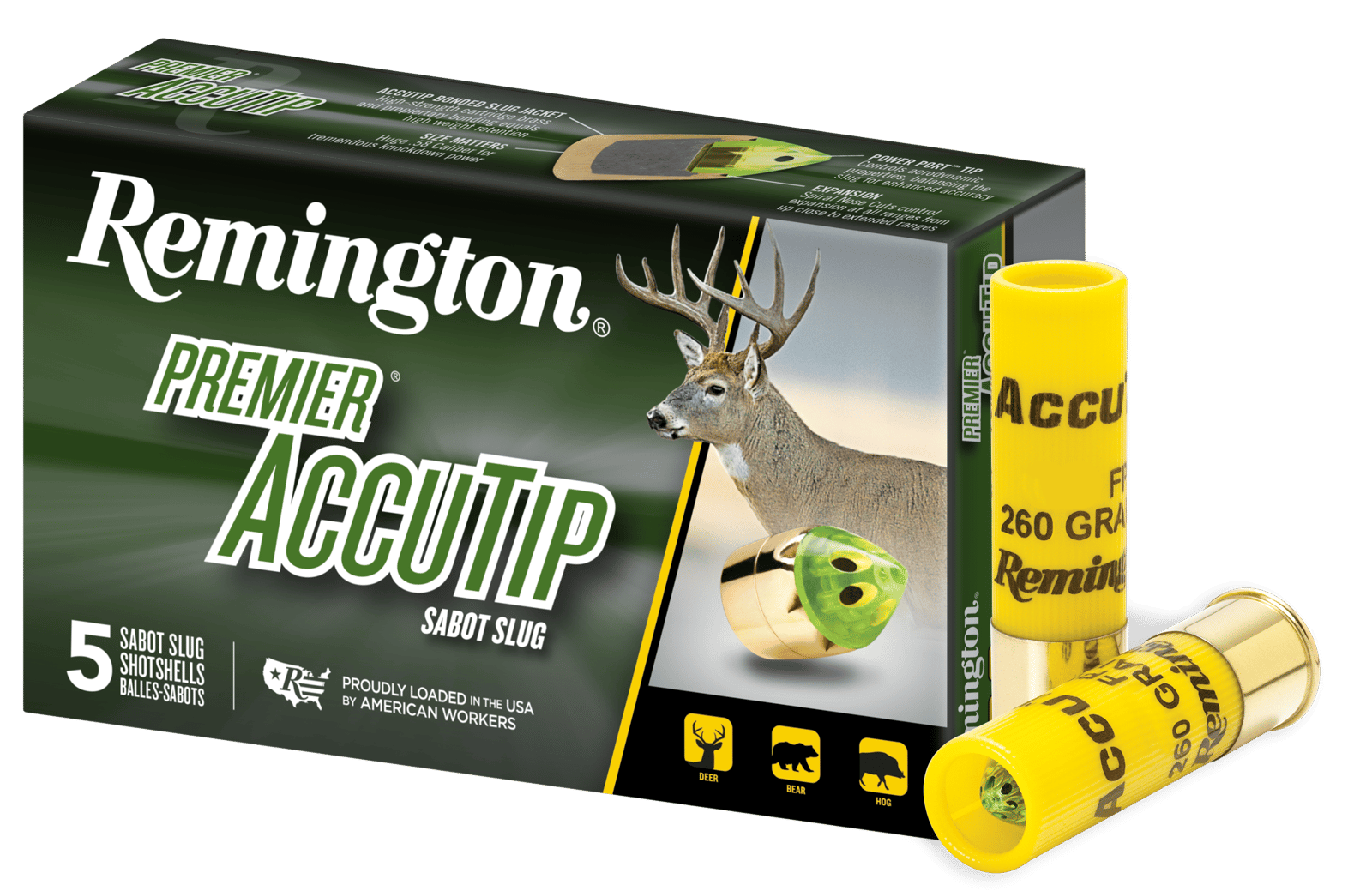 Remington Ammunition 20498 Premier AccuTip  20 Gauge 3" Sabot Slug Shot 5 Per Box/ 20 Cs
