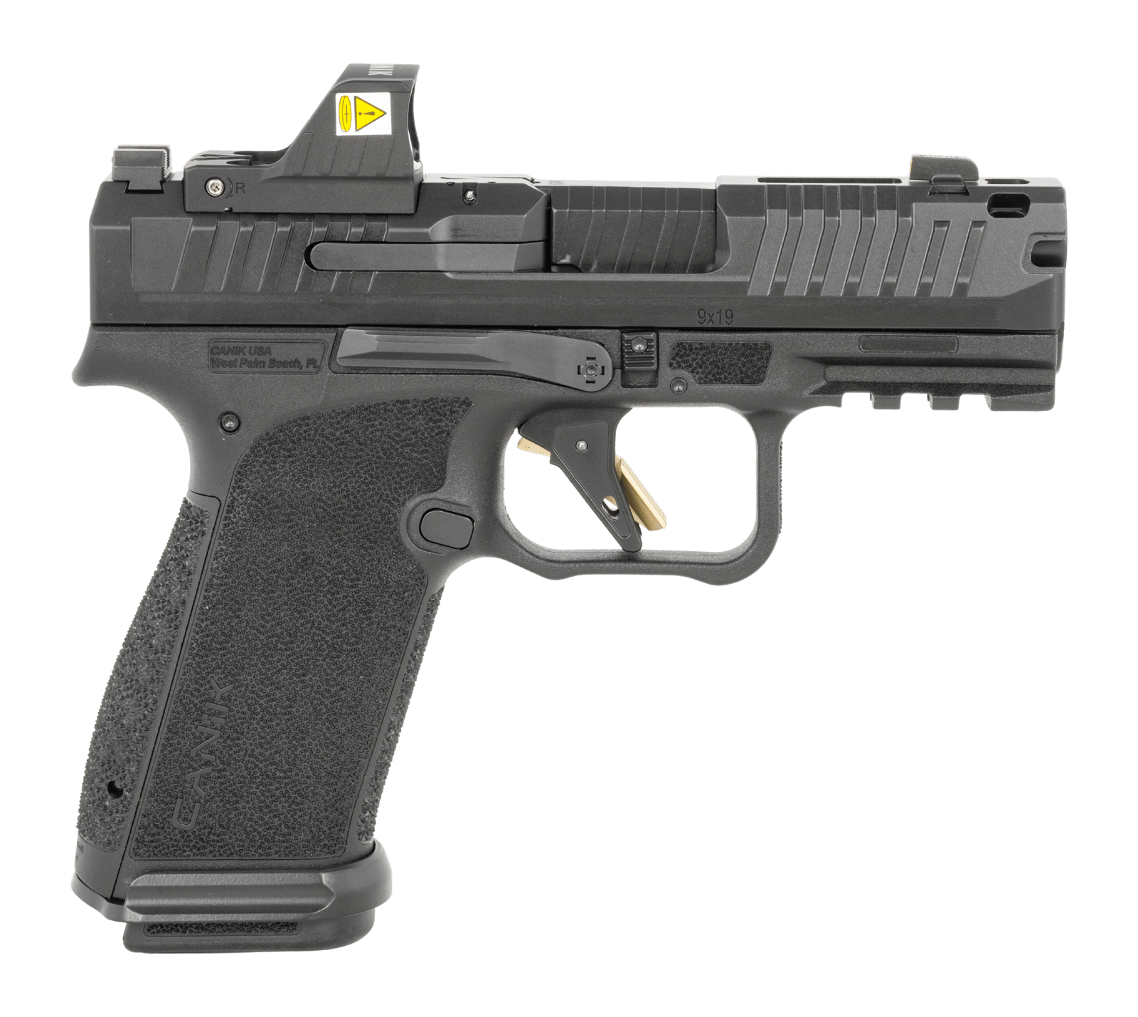 Canik HG8658V-N Mete MC9 Prime w/Optic 9mm Luger 17+1 3.64" Black Nitride Steel Integrated Compensator/Serrated w/Optic Slide, Black Polymer Frame w/Beavertail & Picatinny Rail Interchangeable Backstr