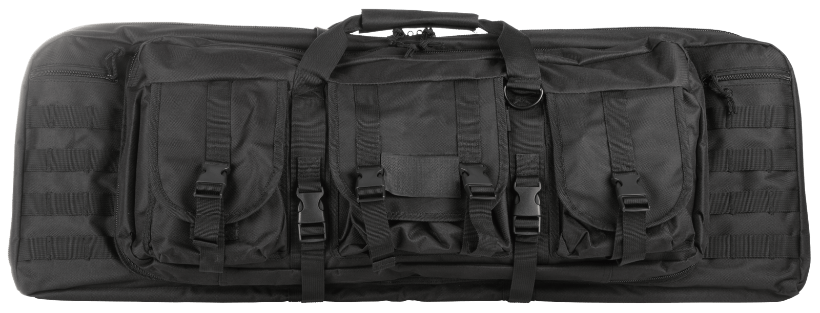NcStar CVDC2946B36 VISM Double Carbine Case Black PVC Nylon w/ Foam Padding Lockable Zippers Pockets & MOLLE Webbing