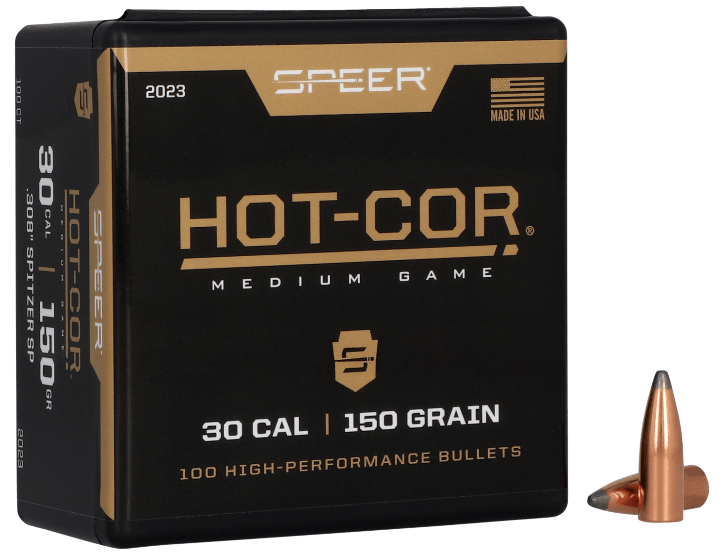 Speer 2023 Hot-Cor  30Cal 150gr Spitzer Soft Point 100 Per Box/5 Case
