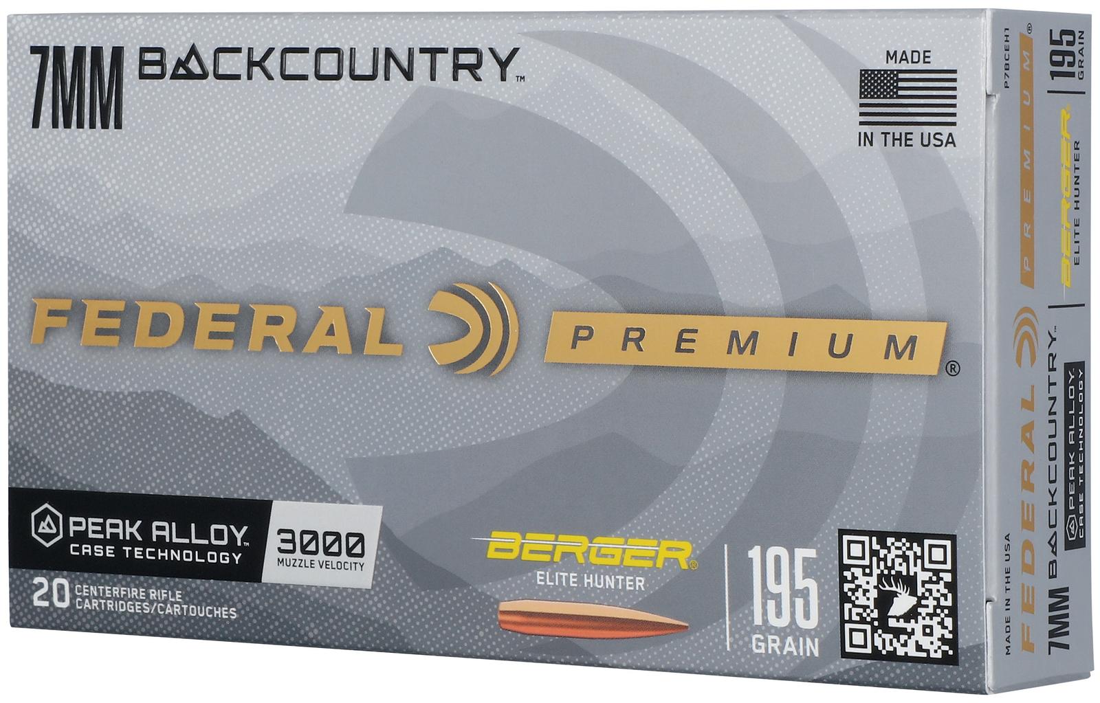 Federal P7BCEH1 BackCountry  7mm BC 195gr 20 Per Box/10 Case