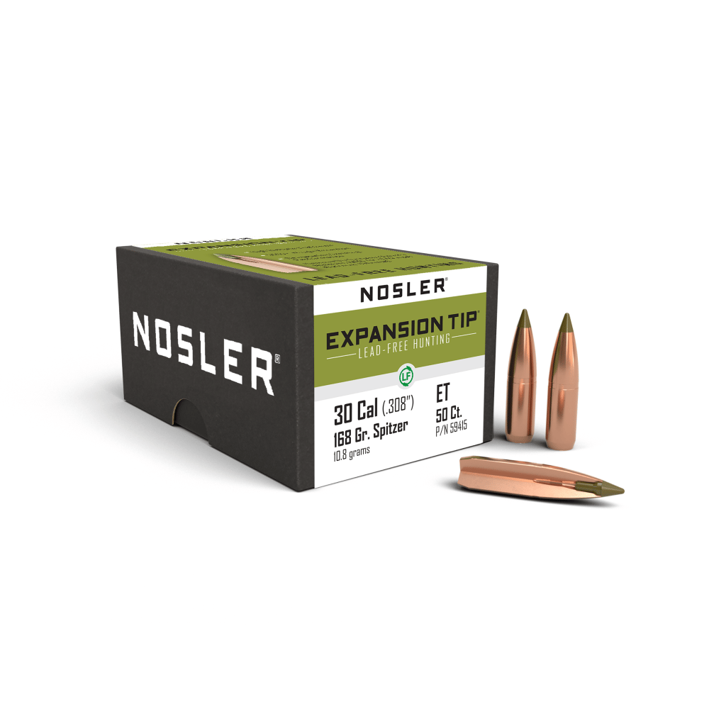 Nosler E-Tip Lead-Free Hunting Bullets .30 cal .308" 168 gr SPTZ E-TIP 50/ct